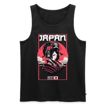 Asia 80s Japanese Retro Samurai Samurai - Men's Premium Organic Tank Top - black - Front - Michal (187cm)