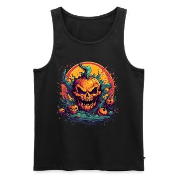 Bad Pumpkin Böser Kürbis Halloween - Männer Premium Bio Tank Top - Schwarz - Vorne - Michal (187cm)
