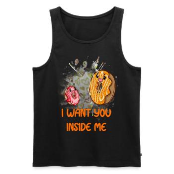 "I Want You Inside Me" - Süßes Donut Design - Männer Premium Bio Tank Top - Schwarz - Vorne - AI Model Male 178 light (178cm)