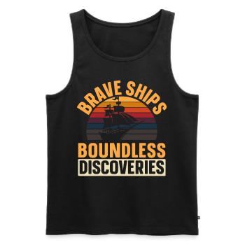 Brave Ships - Limitless Discoveries - Kolum - Men's Premium Organic Tank Top - black - Front - Michal (187cm)