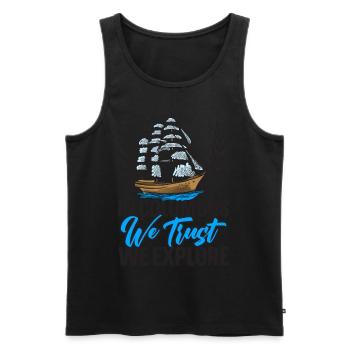 Wir vertrauen auf Kolumbus und erforschen den Kolu - Männer Premium Bio Tank Top - Schwarz - Vorne - Michal (187cm)