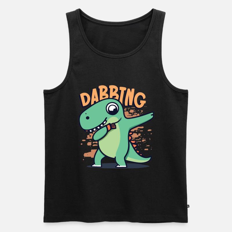 Dabbing Dinosaurier Trex - Männer Premium Bio Tank Top - Schwarz