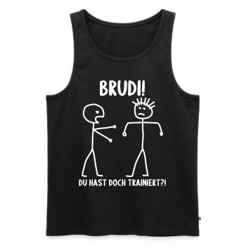 Fitness Bodybuilder Gym Alter hast du trainiert - Männer Premium Bio Tank Top - Schwarz - Vorne - Michal (187cm)