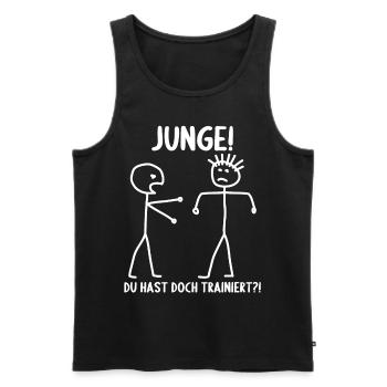 Fitness Bodybuilder Gym Alter hast du trainiert - Männer Premium Bio Tank Top - Schwarz - Vorne - Michal (187cm)