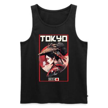 Asia 80s Japanese Retro Samurai Samurai - Men's Premium Organic Tank Top - black - Front - Michal (187cm)