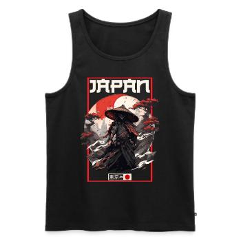 Asia 80s Japanese Retro Samurai Samurai - Men's Premium Organic Tank Top - black - Front - Michal (187cm)