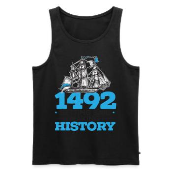1492: Set sail and make history Kolumb - Men's Premium Organic Tank Top - black - Front - AI Model Male 178 light (178cm)