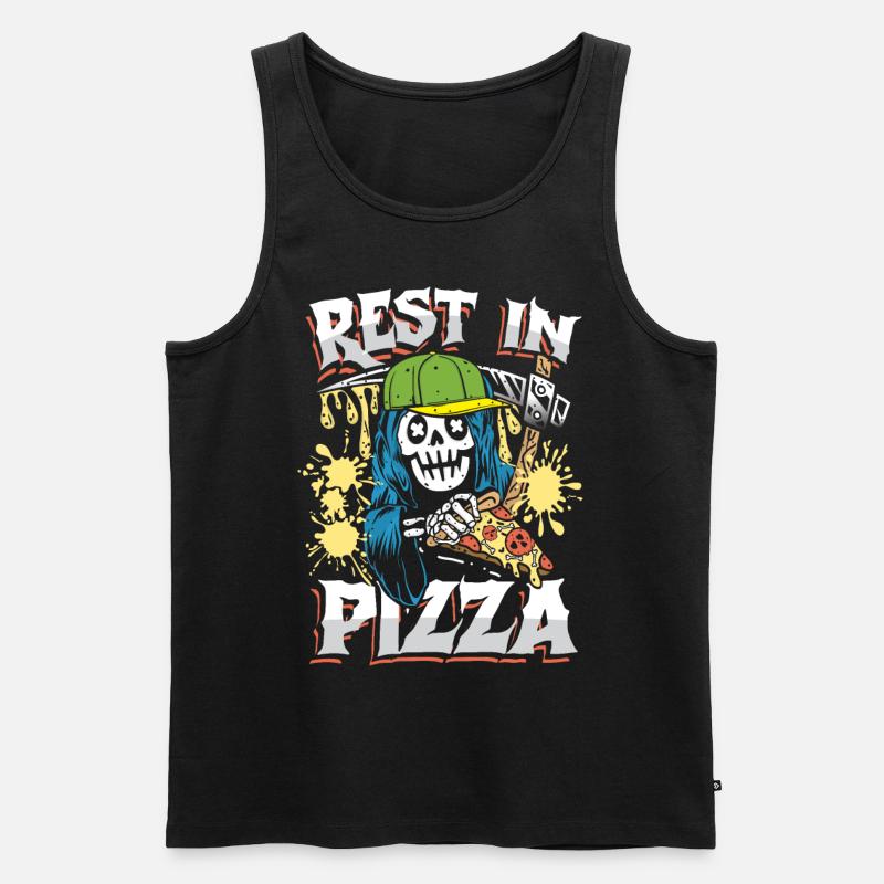 Rest in pizza - Männer Premium Bio Tank Top - Schwarz