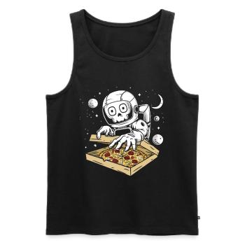 Astronaut pizza - Men's Premium Organic Tank Top - black - Front - AI Model Male 178 light (178cm)