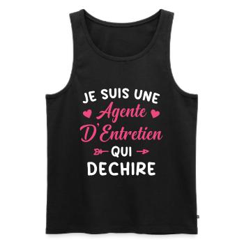 Agente d'Entretien qui déchire Idée Cadeau - Débardeur bio Premium Homme - noir - Devant - Michal (187cm)