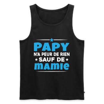 Papy N'a Peur De Rien Sauf De Mamie - Débardeur bio Premium Homme - noir - Devant - AI Model Male 178 light (178cm)