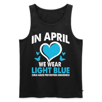 In April we wear a light blue - Men's Premium Organic Tank Top - black - Front - Michal (187cm)