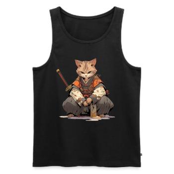 Asia Cat Japanese Samurai Samurai - Men's Premium Organic Tank Top - black - Front - Michal (187cm)