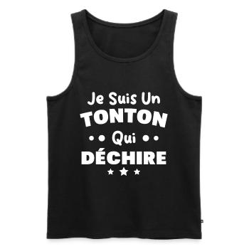 Je suis un Tonton qui déchire Cadeau Oncle Drôle - Débardeur bio Premium Homme - noir - Devant - Michal (187cm)