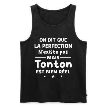 Cadeau Humour Tonton Parfait Oncle - Débardeur bio Premium Homme - noir - Devant - Michal (187cm)
