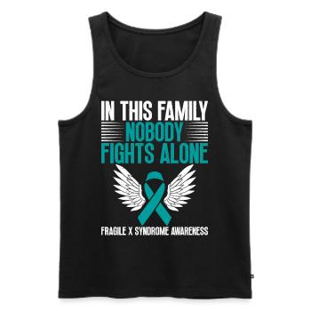 In this family, no one fights alone against the - Men's Premium Organic Tank Top - black - Front - AI Model Male 178 light (178cm)