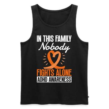 Ahdh consciousness In this family, no one fights - Men's Premium Organic Tank Top - black - Front - AI Model Male 178 light (178cm)