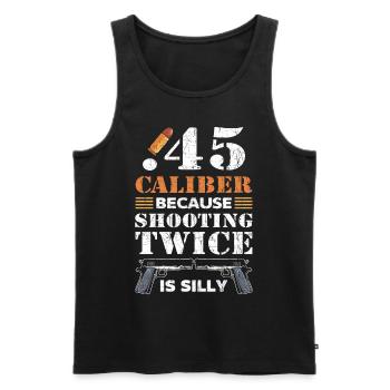 Calibre .45 Parce que tirer deux fois est stupide 2. - Débardeur bio Premium Homme - noir - Devant - AI Model Male 178 light (178cm)
