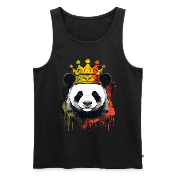 Panda With Crown - Men's Premium Organic Tank Top - black - Front - AI Model Male 178 light (178cm)
