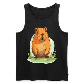 Capybara in Nature Wasserschwein - Männer Premium Bio Tank Top - Schwarz - Vorne - Michal (187cm)