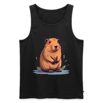 Capybara in Nature Wasserschwein - Männer Premium Bio Tank Top - Schwarz - Vorne - Michal (187cm)