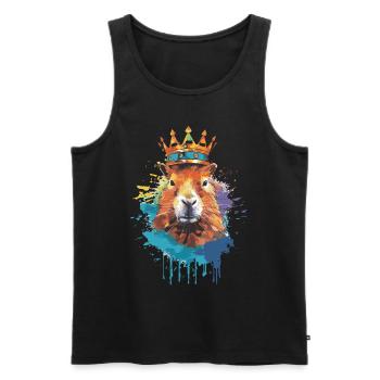 Capybara avec capybara couronne - Débardeur bio Premium Homme - noir - Devant - Michal (187cm)