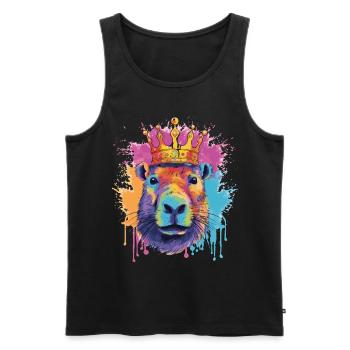 Capybara avec capybara couronne - Débardeur bio Premium Homme - noir - Devant - AI Model Male 178 light (178cm)