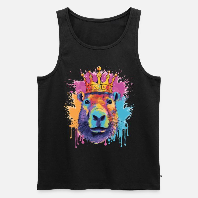 Capybara with crown capybara - Men's Premium Organic Tank Top - black