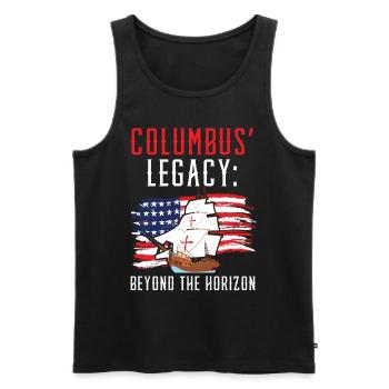 Columbus' Legacy: Beyond the Horizon Kolu - Men's Premium Organic Tank Top - black - Front - Michal (187cm)
