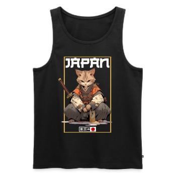 Asia Cat Japanese Samurai Samurai - Men's Premium Organic Tank Top - black - Front - Michal (187cm)
