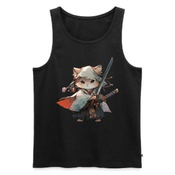 Asia Cat Japanese Samurai Samurai - Men's Premium Organic Tank Top - black - Front - Michal (187cm)