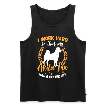Travailler pour mon Akita Inu japonais Akita - Débardeur bio Premium Homme - noir - Devant - Michal (187cm)