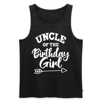 Oncle de la fille d’anniversaire - Débardeur bio Premium Homme - noir - Devant - AI Model Male 178 light (178cm)