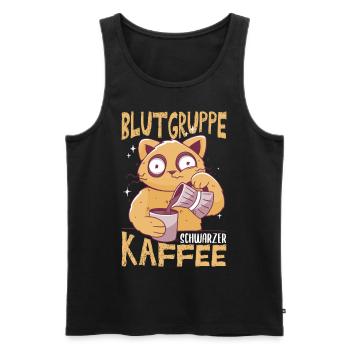 Blutgruppe schwarzer Kaffee für Nachteulen - Männer Premium Bio Tank Top - Schwarz - Vorne - Michal (187cm)
