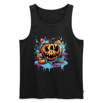 Bad Pumpkin Böser Kürbis Halloween - Männer Premium Bio Tank Top - Schwarz - Vorne - Michal (187cm)