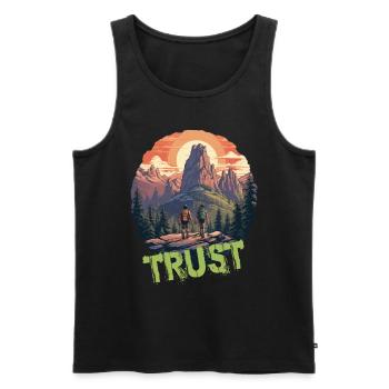Vertrauen Trust Wandern Wanderung Natur Wildnis - Männer Premium Bio Tank Top - Schwarz - Vorne - Michal (187cm)