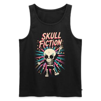 Skull Fiction Skeleton Kunst Pixelart - Männer Premium Bio Tank Top - Schwarz - Vorne - AI Model Male 178 light (178cm)