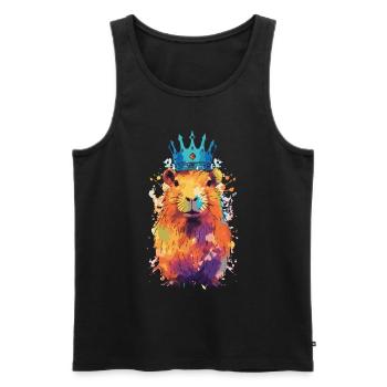 Capybara avec capybara couronne - Débardeur bio Premium Homme - noir - Devant - AI Model Male 178 light (178cm)