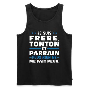 Frère tonton et Parrain - Débardeur bio Premium Homme - noir - Devant - Michal (187cm)