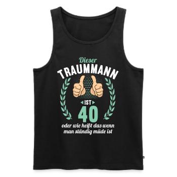 Dieser Traummann ist 40 Jahre 40 Geburtstag - Männer Premium Bio Tank Top - Schwarz - Vorne - AI Model Male 178 light (178cm)