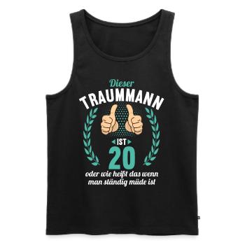 Dieser Traummann ist 20 Jahre 20 Geburtstag - Männer Premium Bio Tank Top - Schwarz - Vorne - AI Model Male 178 light (178cm)