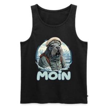 Moin Walross Matrose - Männer Premium Bio Tank Top - Schwarz - Vorne - Michal (187cm)