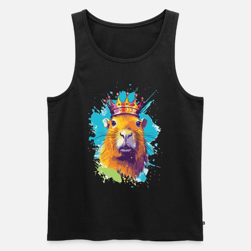 Capybara with crown capybara - Men's Premium Organic Tank Top - black