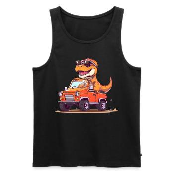 T-Rex conduit un camion monstre - Débardeur bio Premium Homme - noir - Devant - Michal (187cm)