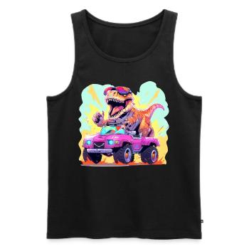 T-Rex conduit un camion monstre - Débardeur bio Premium Homme - noir - Devant - Michal (187cm)