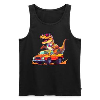 T-Rex conduit un camion monstre - Débardeur bio Premium Homme - noir - Devant - Michal (187cm)