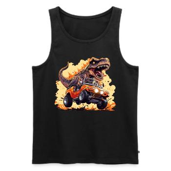 T-Rex conduit un camion monstre - Débardeur bio Premium Homme - noir - Devant - Michal (187cm)