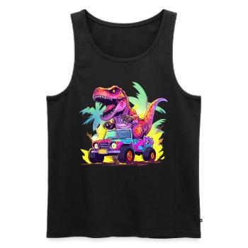 T-Rex conduit un camion monstre - Débardeur bio Premium Homme - noir - Devant - Michal (187cm)