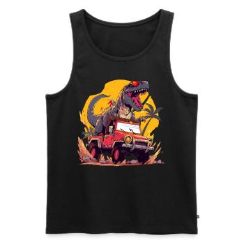 T-Rex conduit un camion monstre - Débardeur bio Premium Homme - noir - Devant - Michal (187cm)