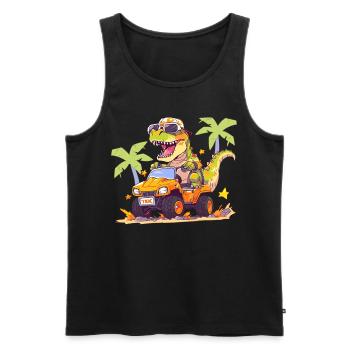 T-Rex conduit un camion monstre - Débardeur bio Premium Homme - noir - Devant - Michal (187cm)
